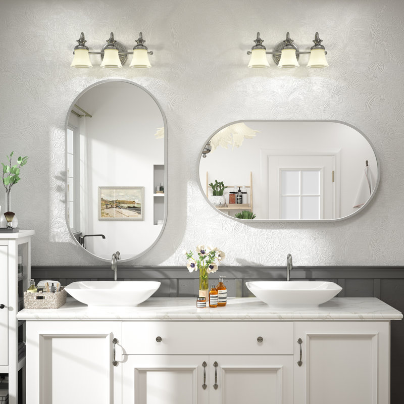 Miroir mural Amara, 36 po x 20 po, Argent brossé