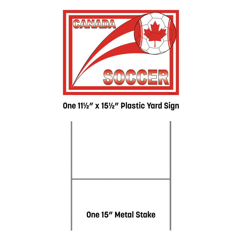 Enseigne de cour en plastique Canada Soccer, 11 ½ po x 15 ½ po