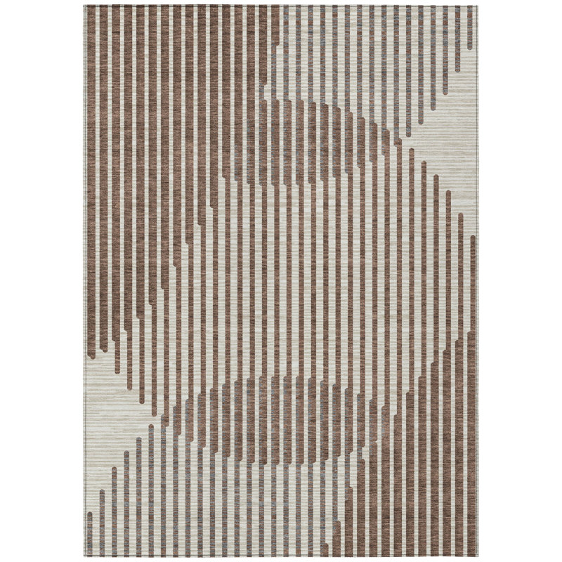Elowen Brown Washable Indoor-Outdoor Rug - , 8' x 10'