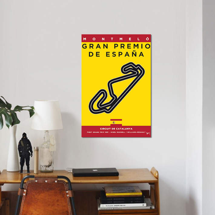" F1 Catalunya Race Track Minimal Poster " by Chungkong, 26" H x 18" W x 1.5" D, Wrapped Canvas, No Mat