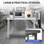 Table pliante en acier inoxydable (152 x 61 cm) - Table de travail professionnelle pour la maison, la cuisine, le restaurant, le garage, le camping, les activités de plein air - Charge maximale : 113 kg - Poste de travail pliable en acier inoxydable - Un seul niveau sans tablette inférieure