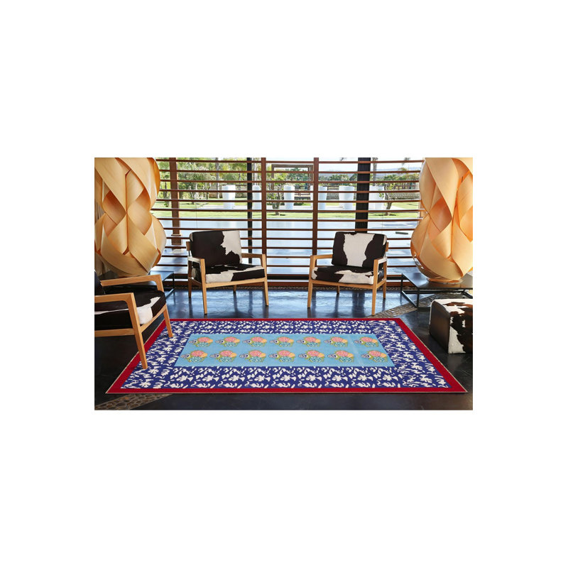 Tapis tissé à la main à motif géométrique de couleur bleu lavable à la machine, Tapis de couloir 3 pi 3 po x 9 pi 10 po