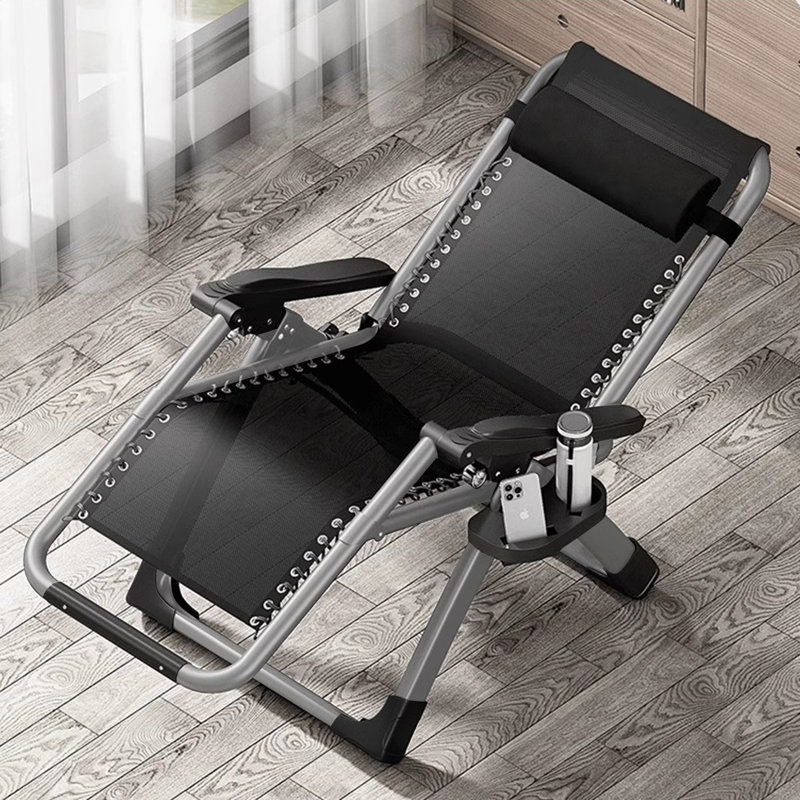 Halback Zero Gravity Chair, Folding Reclining Lounge Chair with Cushion, Headrest Support 400lbs, Silver/Gray