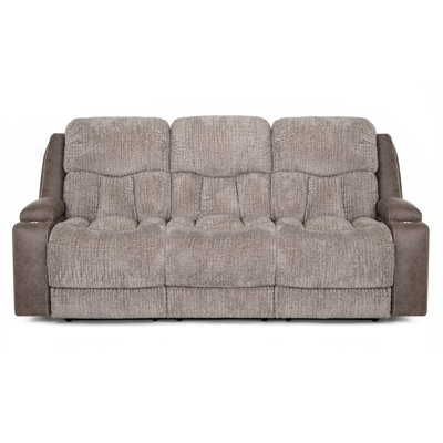 Tyera Power Reclining Sofa W/ Power Headrest, Fold Down Table, Lights, Usb And Wireless Charging,  Dual Arm Storage, Massage, Cupholders, And Drawer