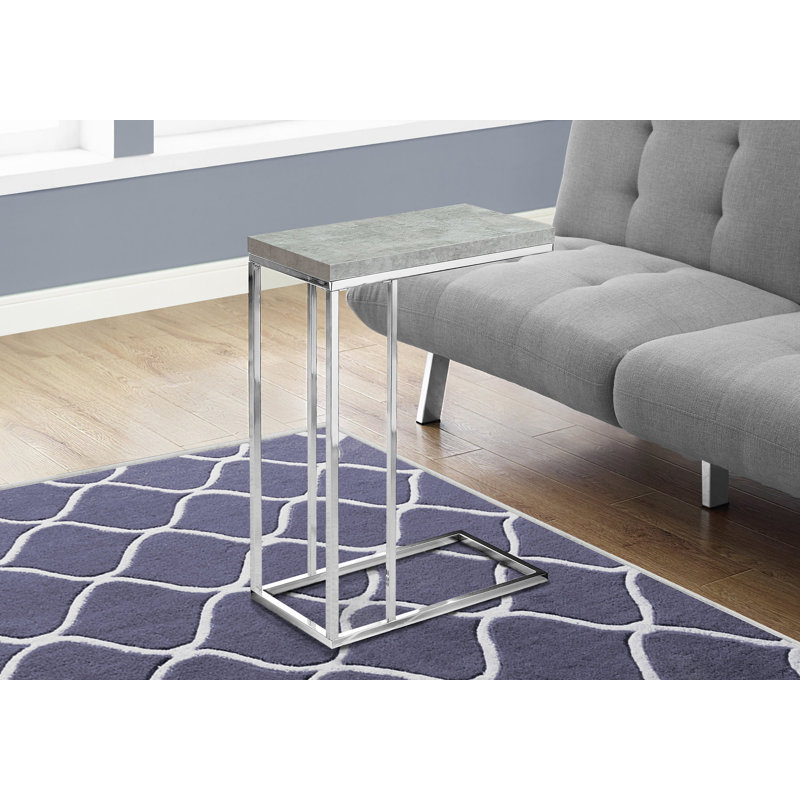 Table d'appoint, Plateau gris clair / base argentée