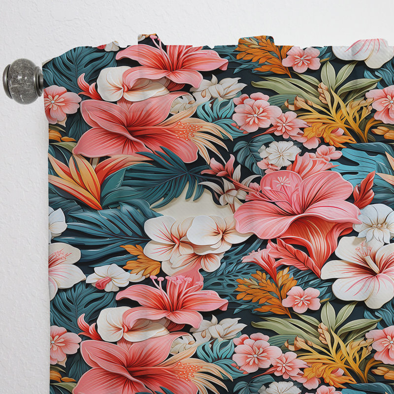 Motif tropical Tropicana Whimsy - rideau tropical - obscurcissant velours - 1 panneau, L 52 po x L 108 po