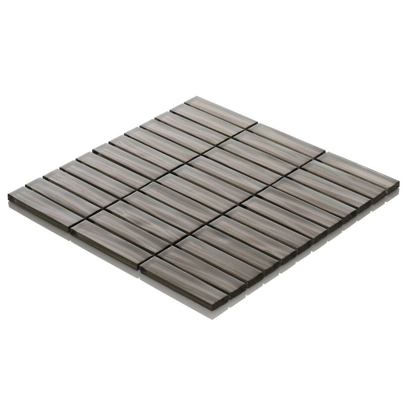 1" x 4" Glass Grid Mosaic Tile, Brown