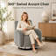  Fauteuil demi-tonneau 33 po, 33 po, chenille, tonneau rembourré à 360 °, gris-132862201