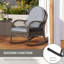 Chaises berçantes d'extérieur en osier avec coussins, 2 pièces, gris