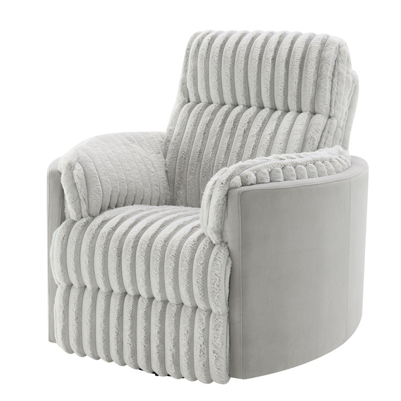Fauteuil inclinable et oscillant gris en velours côtelé gris