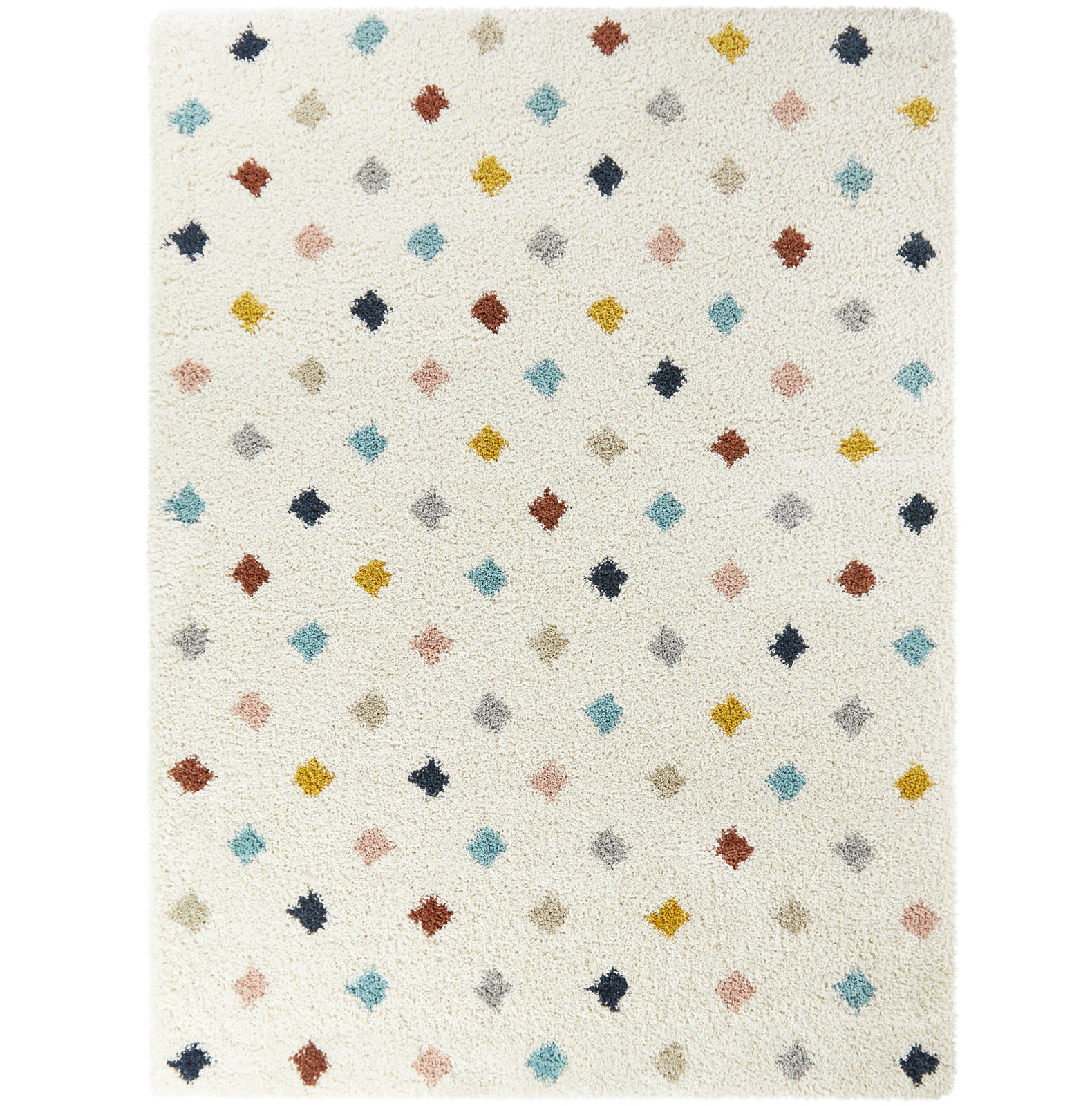 Bartucca Multicolored Diamond Shag Area Rug, Rectangle 7'10" x 10'