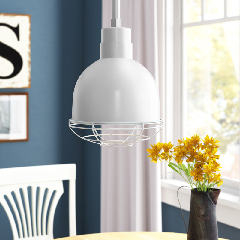 Luminaire suspendu en forme de dôme à 1 lumière Fitzhugh, Blanc