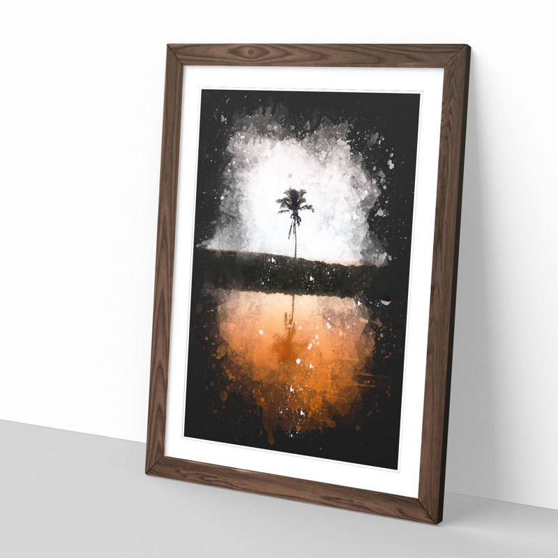 Reflection of a Palm Tree in Hawaii - Picture Frame Graphic Art Print, Walnut Framed, 87cm H x 62cm W x 2cm D