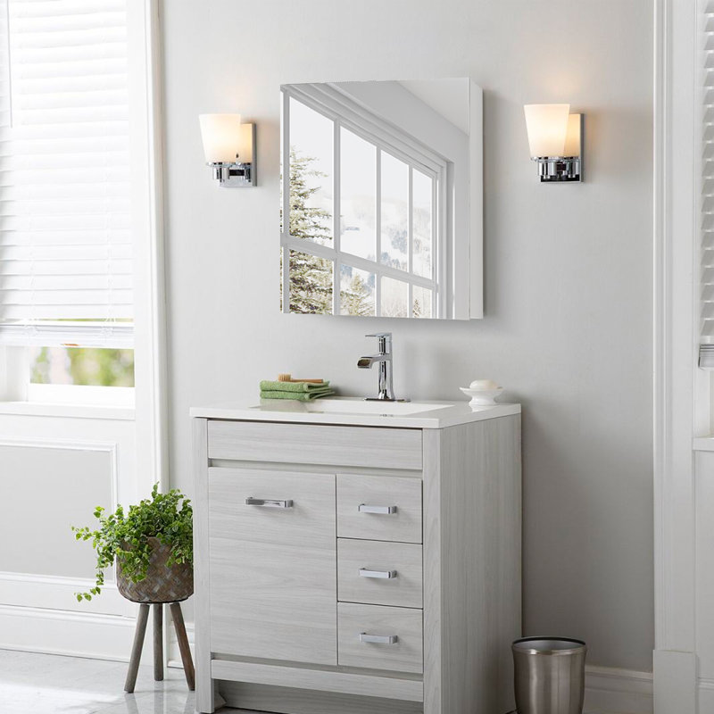 Armoire à pharmacie sans cadre H 26 po avec miroir et 3 tablettes fixes Lakki, H 26 po x l 24 po x P 3,94 po