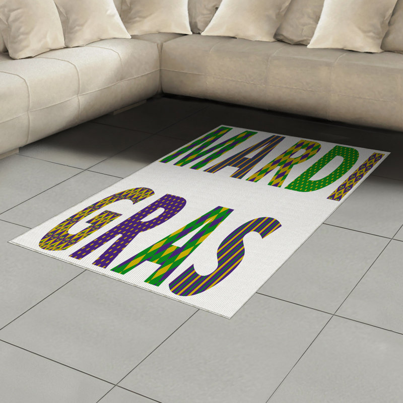 Tapis décoratif en fibres de polyester à haute densité Mardi Gras, Rectangle— 4 pi x 5 pi 8 po