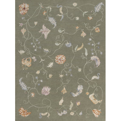 Floral Area Rug in Green