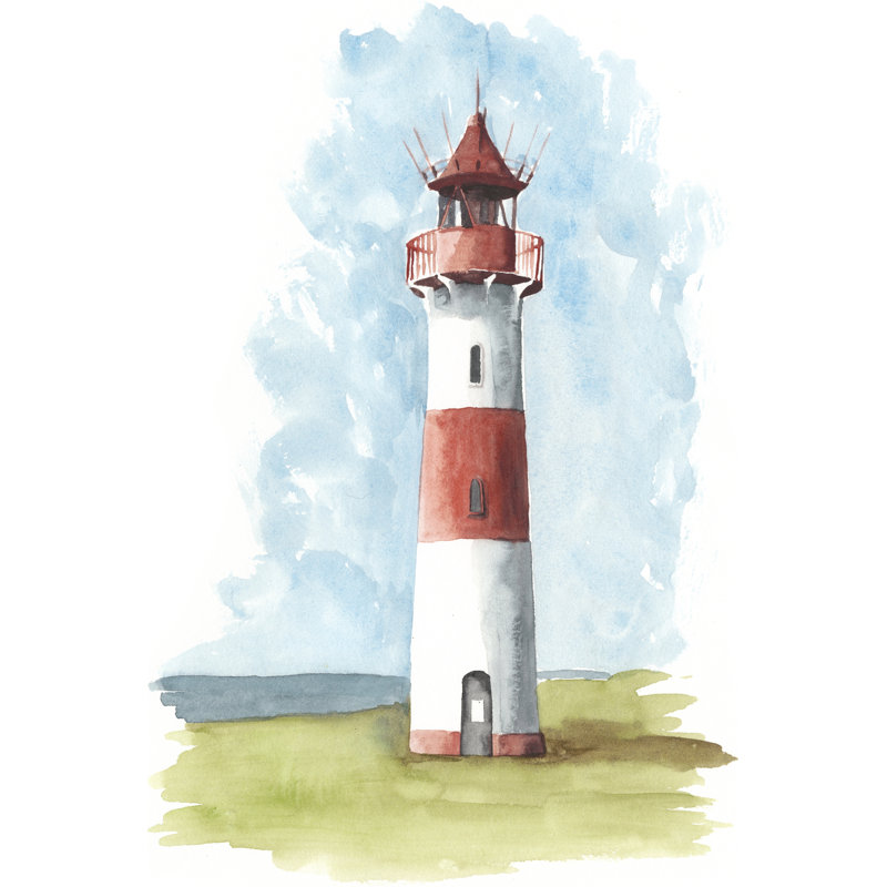 Watercolour Lighthouse II by Naomi McCavitt - Wrapped Canvas Art Prints, 46cm H x 30cm W