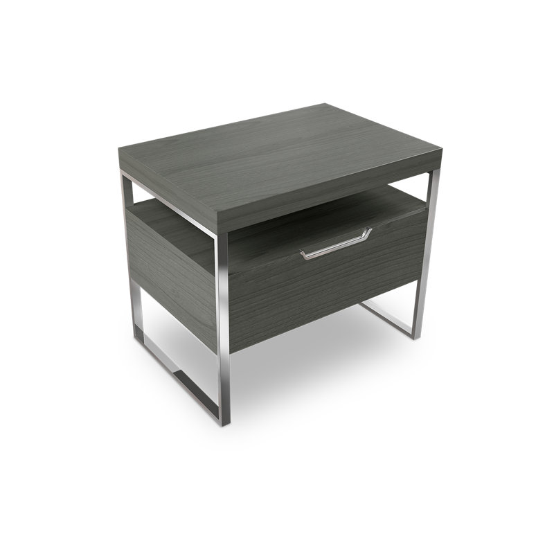 Sapan 26'' W Metal Nightstand, Classic Gray/Chrome
