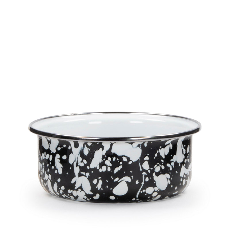 Black Swirl Enamelware Soup Bowl