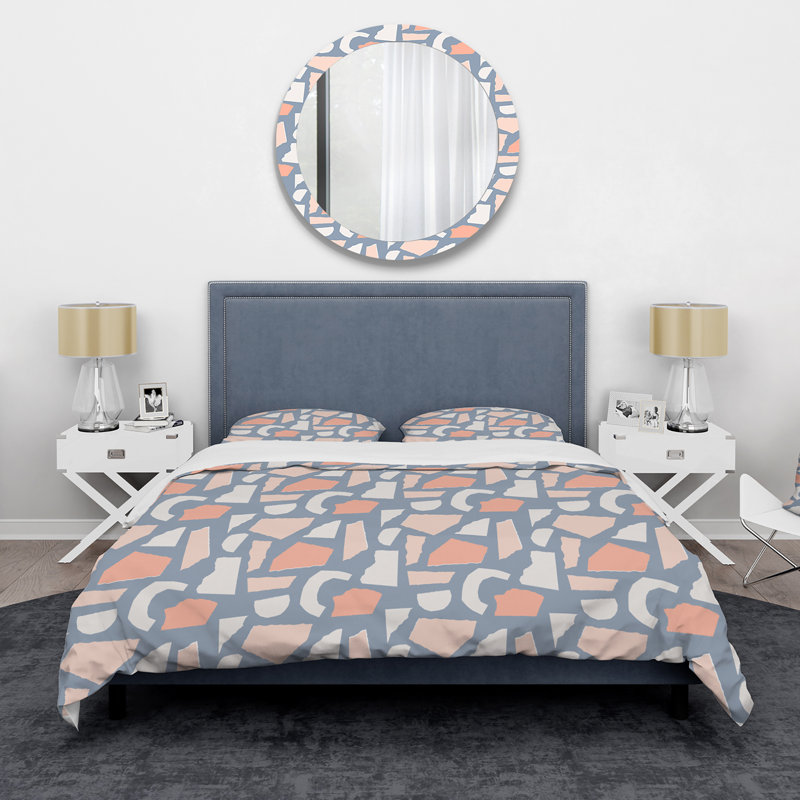 Pastel Retro Geometrics IV - Ensemble de housse de couette moderne - Microfibre de polyester