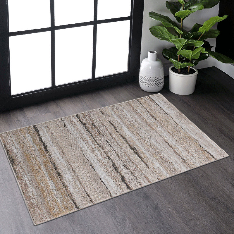 2X3 Brown / Striped Doormat Rug, Brown, Rectangle 2' x 3'