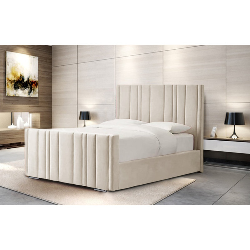 Petersburgh Upholstered Ottoman Storage Bed, Cream, Small Double (4')
