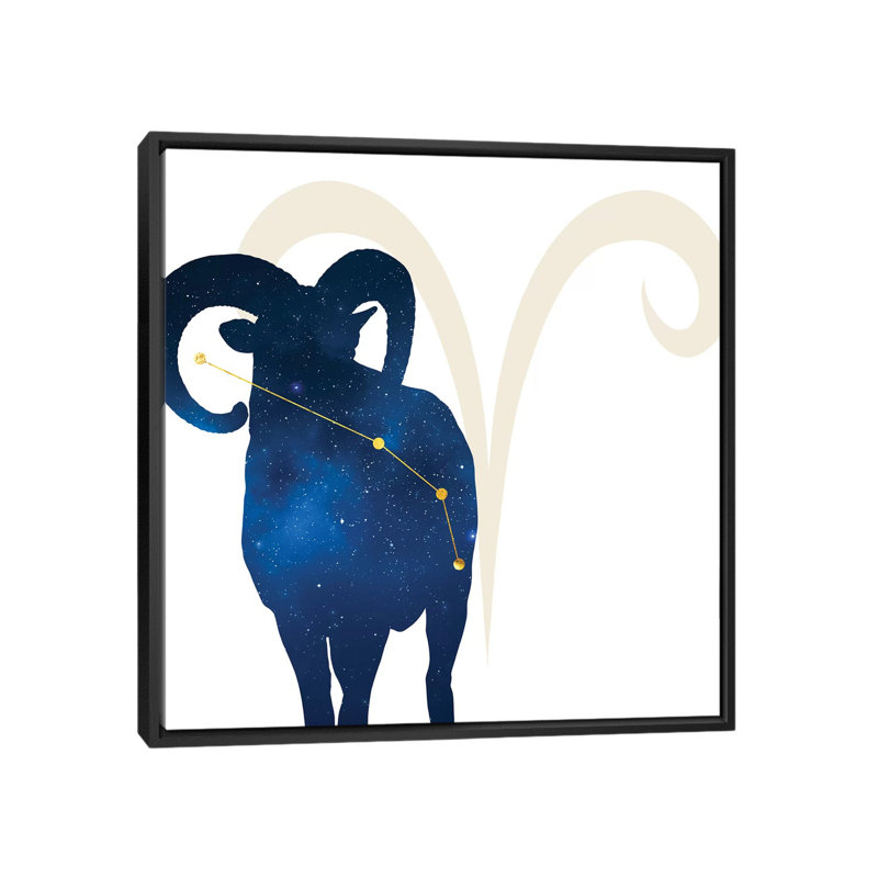 « stars of aries », impression sur toile tendue, H 18 po x l 18 po x P 1,5 po, Toile avec cadre noir, Pas de tapis