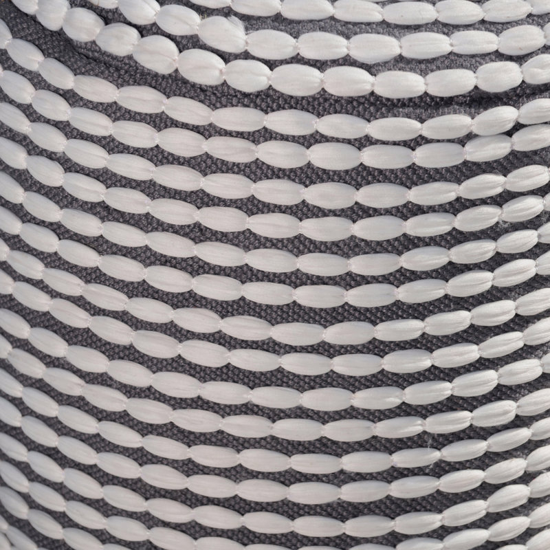 Water Resistant Handcrafted Cylindrical Pouf Ottoman, White