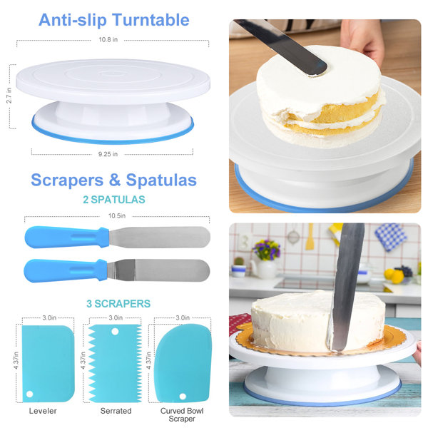 Cake Decorating Supplies 296 PCS, Baking Pastry Tools with Rotating  Turntable Stand - Includes Icing Tips with Pattern Chart & Nozzles Piping  Bag, Tip Coupler, Scrappers, Flower Nail - Party Propz: Online