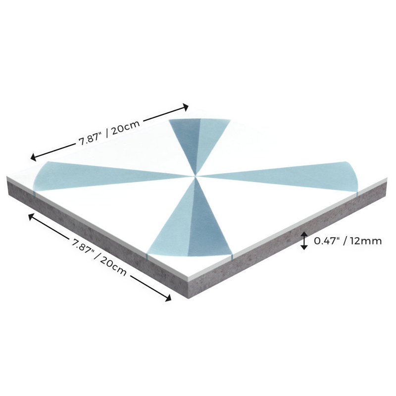 Polaris 8" x 8" Cement Patterned Wall & Floor Tile