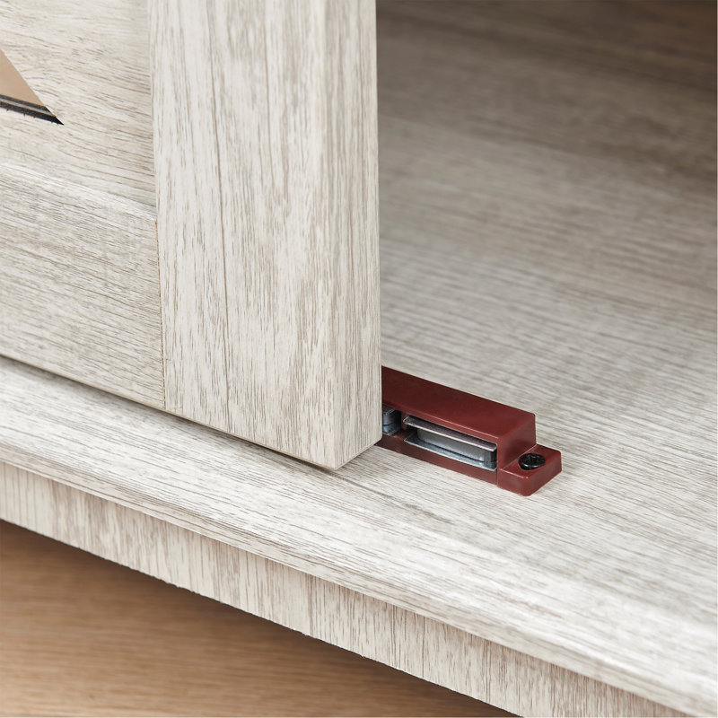 Meuble de rangement d'appoint autoportant, buffet en MDF, portes sculptées en miroir acrylique, étagère réglable, grand plateau, sangles anti-basculement, montage facile pour salon, entrée ou cuisine