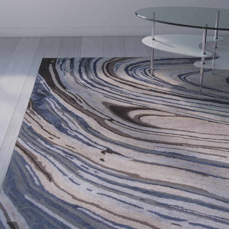 Tapis taupe/bleu touffeté à la main Tenille, 8'6" x 11'6"