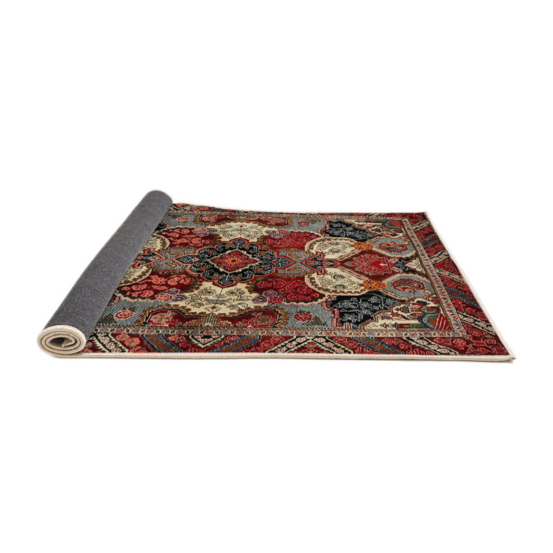 Tapis rouge à motif cachemire, Rond 5 pi