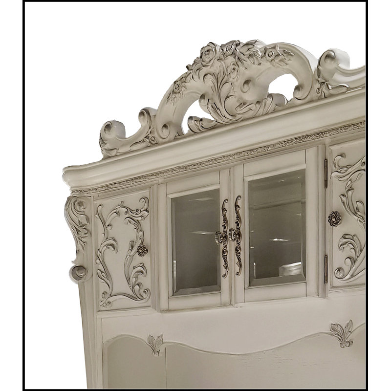 Dresden  Computer Desk & Hutch in Bone White Finish OF01717