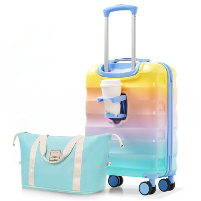 20" Carry-on Luggage with Cup Holder, TSA Lock, Airline Approved, 2 Piece Set
