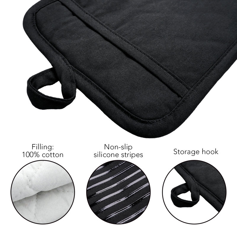 FabStyles Cotton Potholder Set, Black