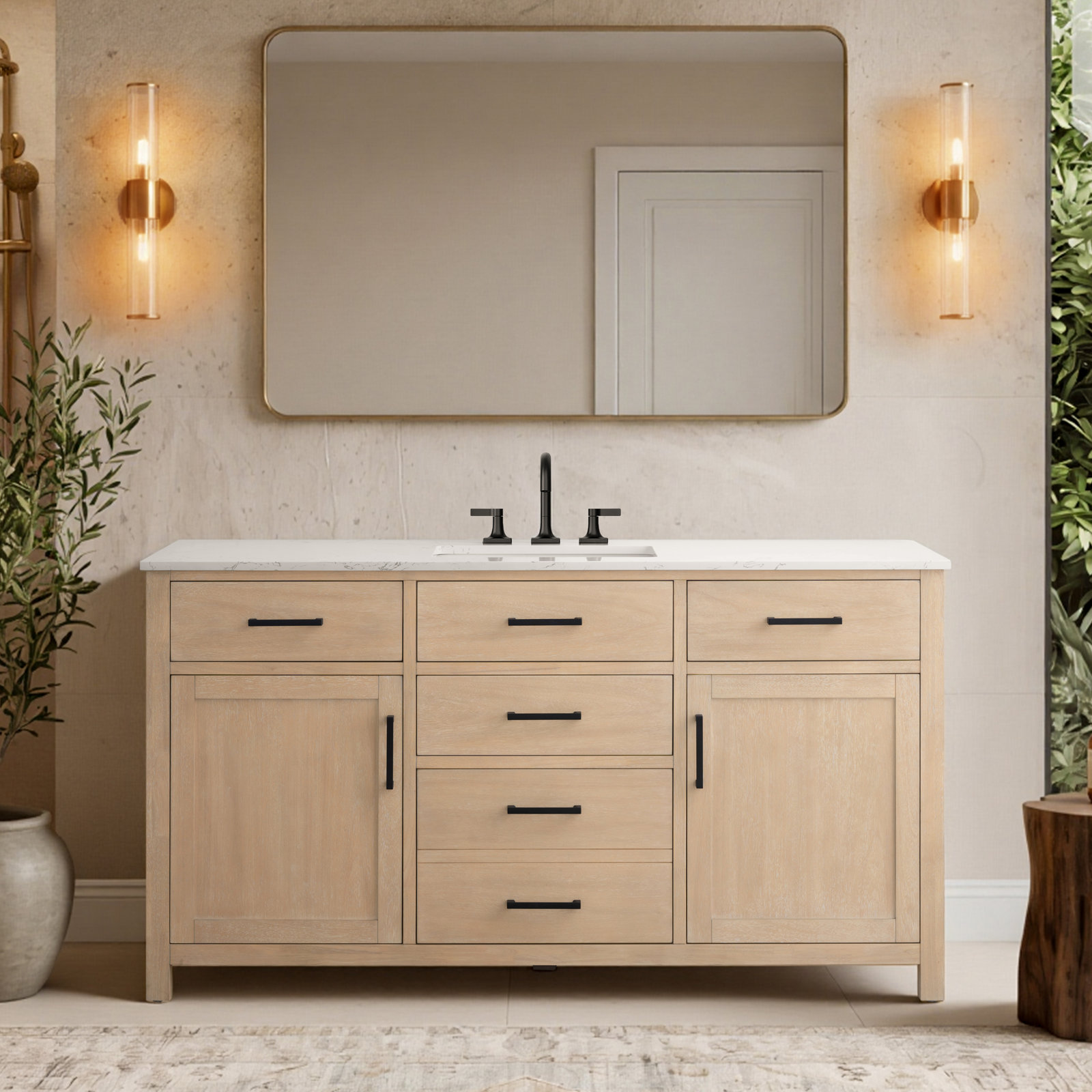 Shamar 60" Single Bathroom Vanity, Mango Natural