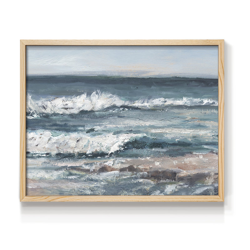 Ocean Breakers I -Framed Print - Restickable, H 8 po x l 10 po, Naturel