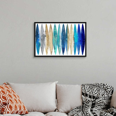 " Abstract Surfboards Blue Tan " by David Moore Painting Print