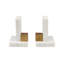 Pair Of White Marble Bookends with Brass Square Detail