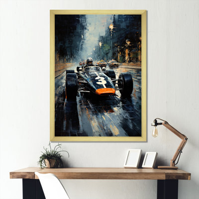 «Midnight Vintage Race Car 1950S On Race Track I - Race Tracks», art mural