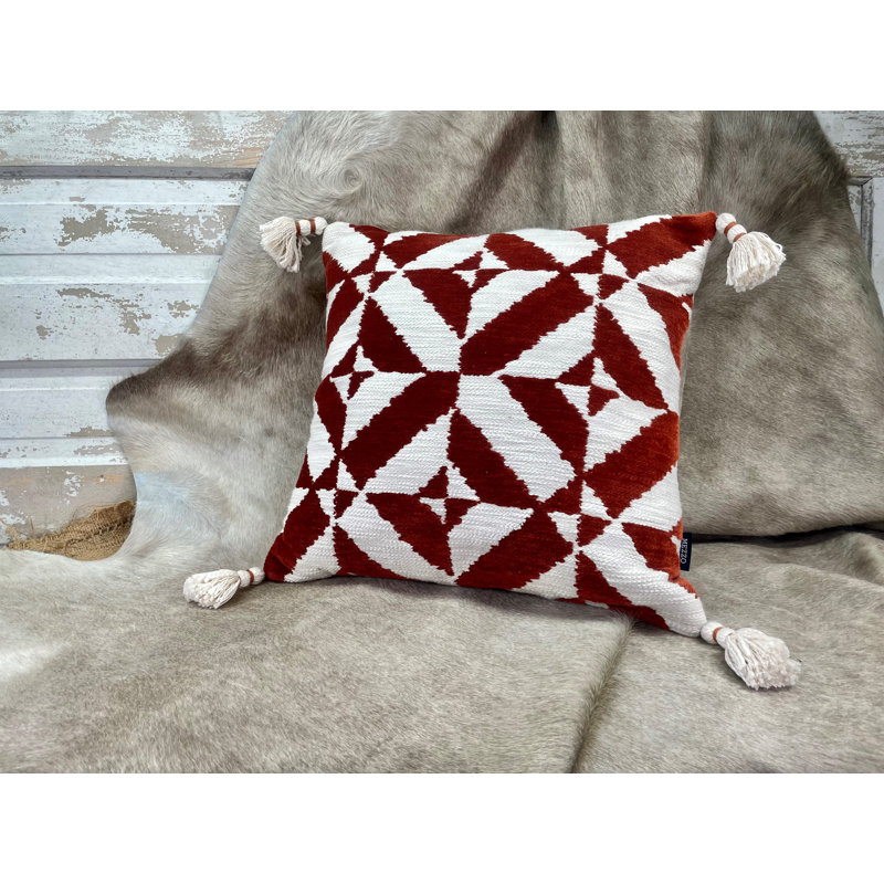 Toss Coussin géométrique alternant rouille naturelle 20 po x 20 po