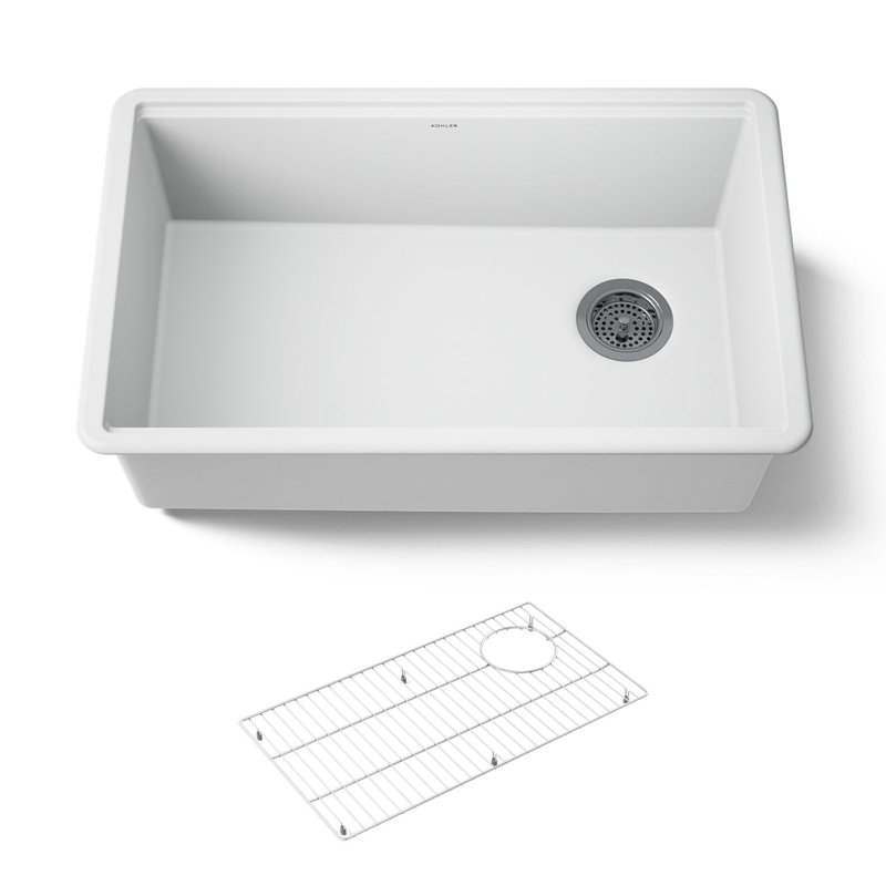 Billings Undermount Single-Bowl Kitchen Sink, White/Gray