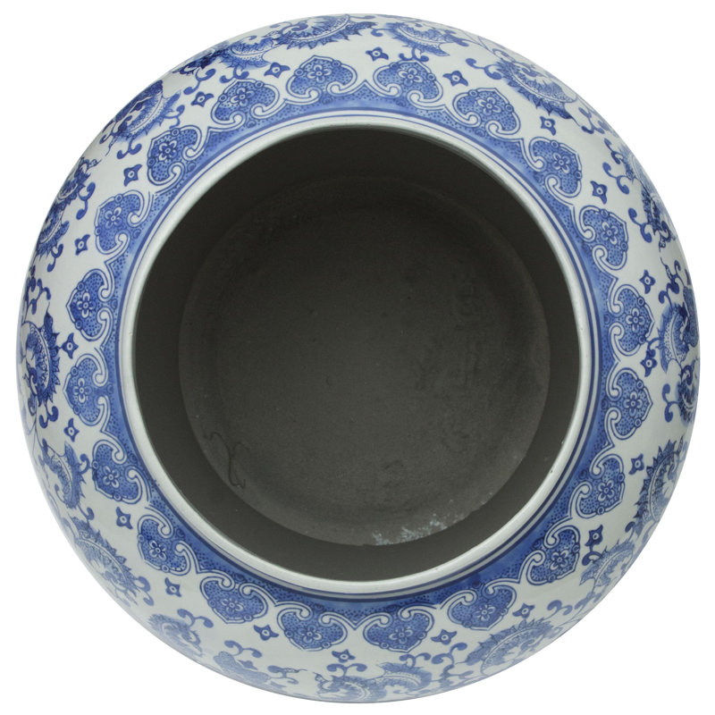 Timeless Chinese Temple Jar, Blue Floral, 24"