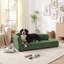 Canapé surdimensionné pour animaux de compagnie de style chaise longue pour chiens de taille moyenne et grande avec dossier ondulé, accoudoir simple, coussin amovible et tissu en lin respirant-1409567311
