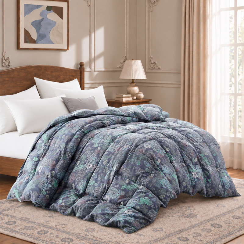 Couette en fibres de plumes d'oie imprimées, douce pour toutes les saisons, Full/Queen