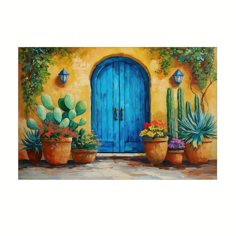 Cadre mexicain à motif de cactus de couleur mexicaine, 28x40inch