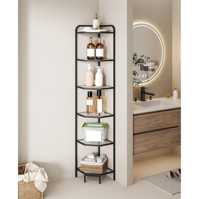 160cm H x 30cm W Metal Corner Bookcase, Black