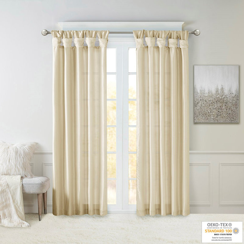 Panneau de rideau de fenêtre Twist Tab, L 50 po x L 84 po, Champagne