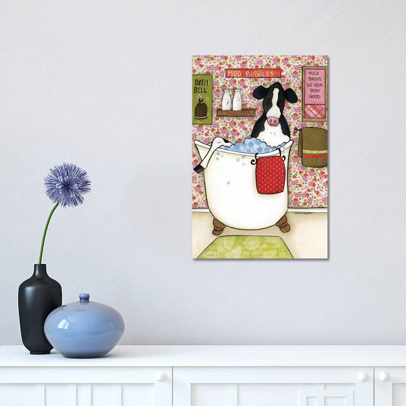 Moo Bubbles by Jamie Morath - Print on Canvas, Wrapped Canvas, 45.72cm H x 30.48cm W x 1.91cm D